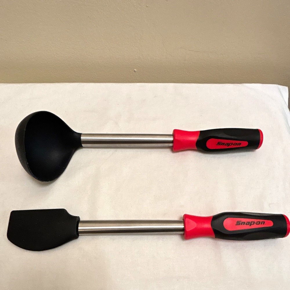 Snap-on Instinct Handle 2pc Cooking Utensil Set Ladle & Spatula Black/Red/Silver